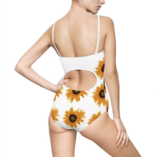 Sunflower Women's One-Piece Swimsuit, Floral Summer Swimwear, Pool Party Outfit, Beach Day Attire, Vacation Swim Suit