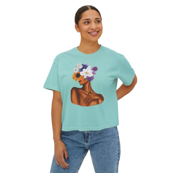Artistic Floral Boxy Tee - Trendy Women's T-Shirt, Casual Wear, Gift for Her, Spring/Summer Fashion, Boho Style