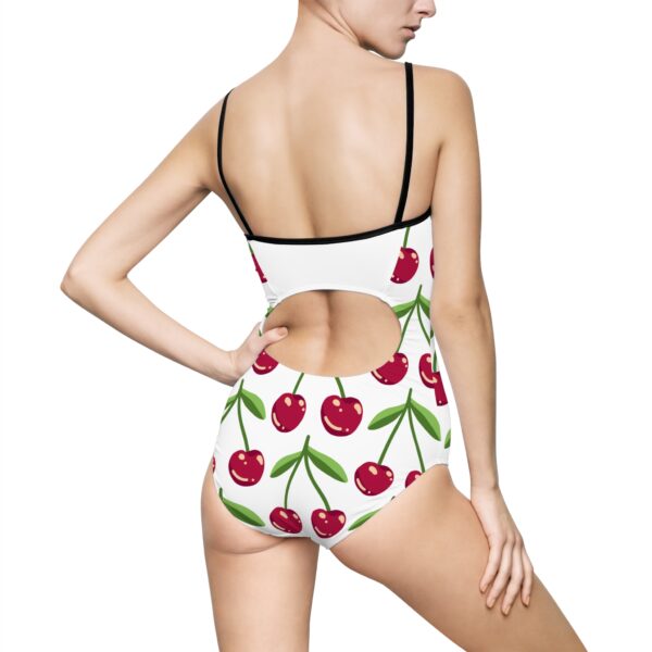 Cherry Print Women's One-Piece Swimsuit, Cute Summer Swimwear, Beach Holiday Swim, Pool Party Outfit, Stylish Swim Costumes