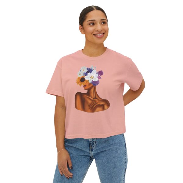 Artistic Floral Boxy Tee - Trendy Women's T-Shirt, Casual Wear, Gift for Her, Spring/Summer Fashion, Boho Style