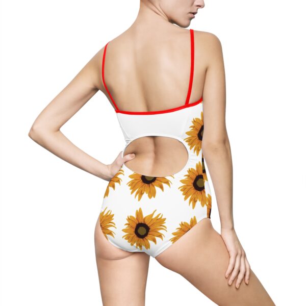 Sunflower Women's One-Piece Swimsuit, Floral Summer Swimwear, Pool Party Outfit, Beach Day Attire, Vacation Swim Suit