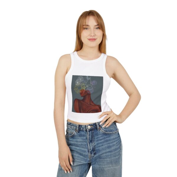 Floral Art Women's Racer Tank Top, Creative Summer Top, Graphic Tee for Women, Unique Gift for Her, Casual Wear