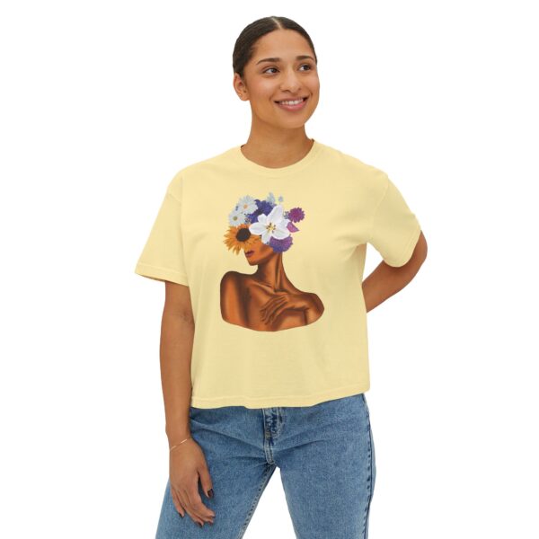 Artistic Floral Boxy Tee - Trendy Women's T-Shirt, Casual Wear, Gift for Her, Spring/Summer Fashion, Boho Style