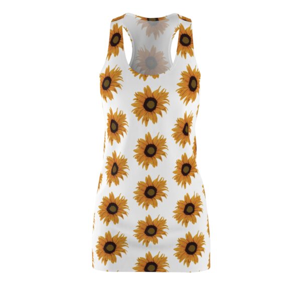 Sunflower Print Racerback Dress, Summer Dress, Casual Dress, Beach Wear, Floral Dress, Gift for Her, Wedding Guest Outfit