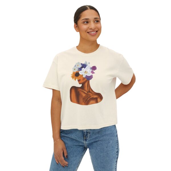 Artistic Floral Boxy Tee - Trendy Women's T-Shirt, Casual Wear, Gift for Her, Spring/Summer Fashion, Boho Style