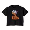 Artistic Floral Boxy Tee - Trendy Women's T-Shirt, Casual Wear, Gift for Her, Spring/Summer Fashion, Boho Style