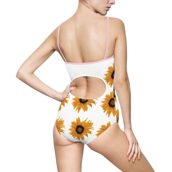 Sunflower Women's One-Piece Swimsuit, Floral Summer Swimwear, Pool Party Outfit, Beach Day Attire, Vacation Swim Suit