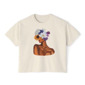 Artistic Floral Boxy Tee - Trendy Women's T-Shirt, Casual Wear, Gift for Her, Spring/Summer Fashion, Boho Style
