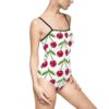 Cherry Print Women's One-Piece Swimsuit, Cute Summer Swimwear, Beach Holiday Swim, Pool Party Outfit, Stylish Swim Costumes