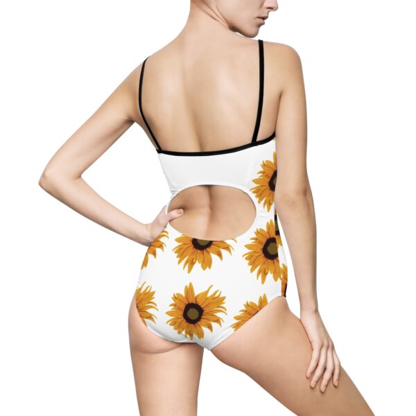 Sunflower Women's One-Piece Swimsuit, Floral Summer Swimwear, Pool Party Outfit, Beach Day Attire, Vacation Swim Suit