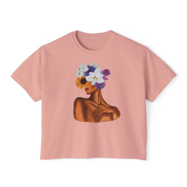 Artistic Floral Boxy Tee - Trendy Women's T-Shirt, Casual Wear, Gift for Her, Spring/Summer Fashion, Boho Style