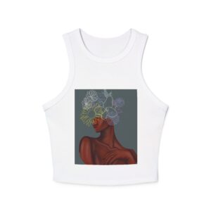 Floral Art Women's Racer Tank Top, Creative Summer Top, Graphic Tee for Women, Unique Gift for Her, Casual Wear