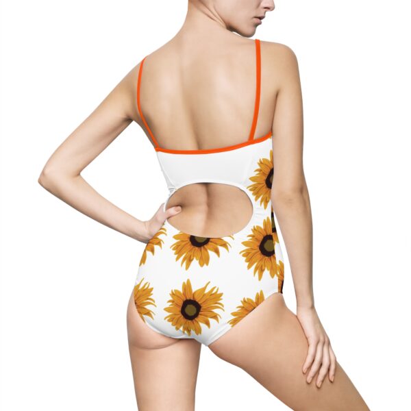 Sunflower Women's One-Piece Swimsuit, Floral Summer Swimwear, Pool Party Outfit, Beach Day Attire, Vacation Swim Suit