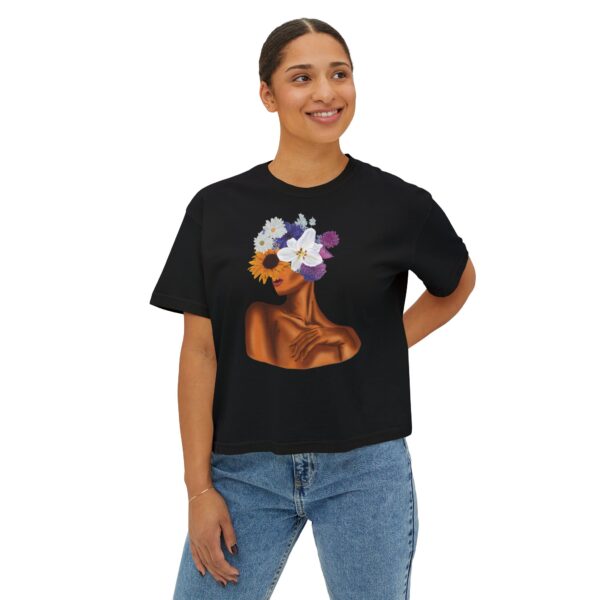 Artistic Floral Boxy Tee - Trendy Women's T-Shirt, Casual Wear, Gift for Her, Spring/Summer Fashion, Boho Style