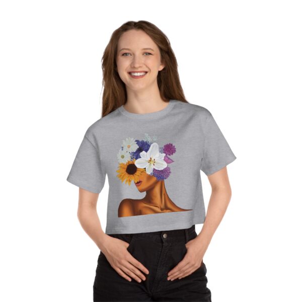 Floral Crown Cropped T-Shirt - Vibrant Summer Vibe Top, Boho Chic Apparel, Perfect Gift for Her, Casual Wear, Art Tea Style