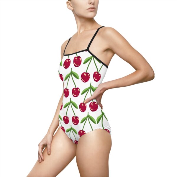 Cherry Print Women's One-Piece Swimsuit, Cute Summer Swimwear, Beach Holiday Swim, Pool Party Outfit, Stylish Swim Costumes