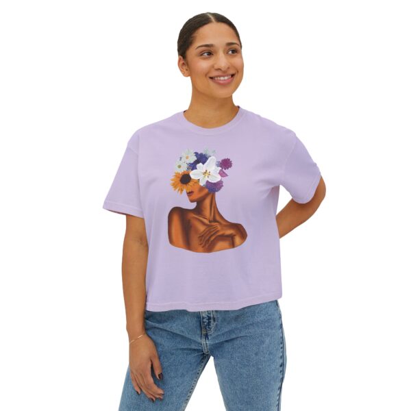 Artistic Floral Boxy Tee - Trendy Women's T-Shirt, Casual Wear, Gift for Her, Spring/Summer Fashion, Boho Style