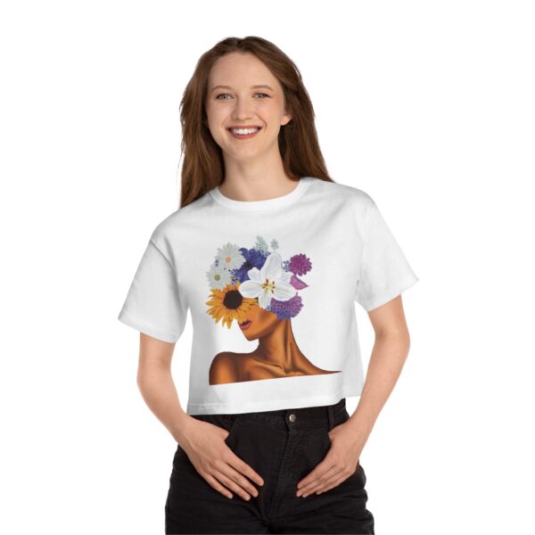 Floral Crown Cropped T-Shirt - Vibrant Summer Vibe Top, Boho Chic Apparel, Perfect Gift for Her, Casual Wear, Art Tea Style