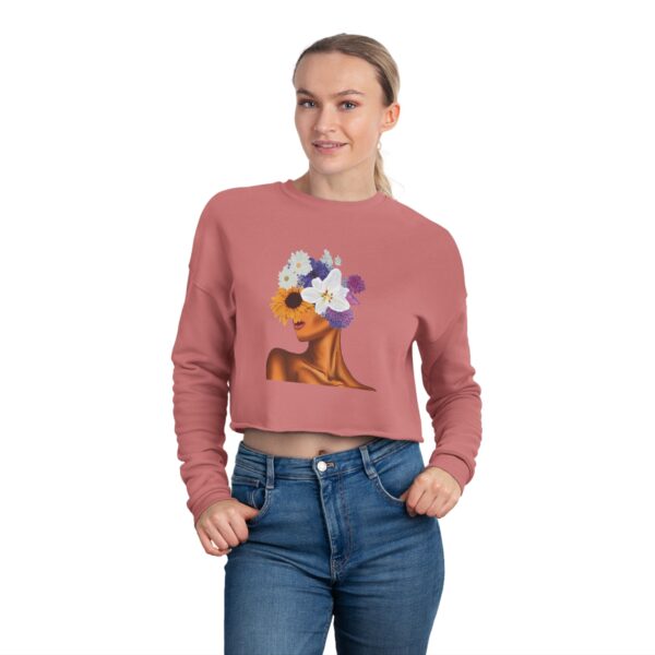 Floral Beauty Cropped Sweatshirt - Casual Fashion, Gift for Her, Spring Style, Trendy Outfit, Unique Graphic Art