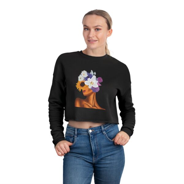 Floral Beauty Cropped Sweatshirt - Casual Fashion, Gift for Her, Spring Style, Trendy Outfit, Unique Graphic Art