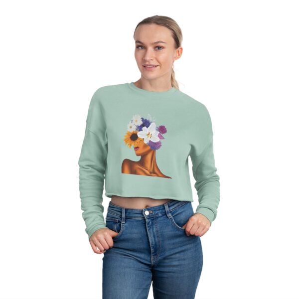 Floral Beauty Cropped Sweatshirt - Casual Fashion, Gift for Her, Spring Style, Trendy Outfit, Unique Graphic Art