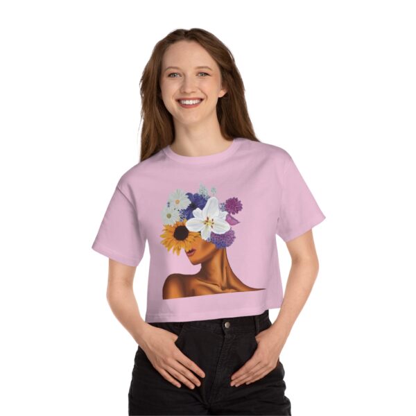 Floral Crown Cropped T-Shirt - Vibrant Summer Vibe Top, Boho Chic Apparel, Perfect Gift for Her, Casual Wear, Art Tea Style