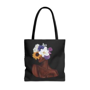 Flowers Blooming Woman Tote Bag (Black)