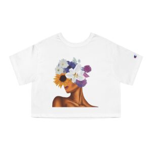 Floral Crown Cropped T-Shirt - Vibrant Summer Vibe Top, Boho Chic Apparel, Perfect Gift for Her, Casual Wear, Art Tea Style