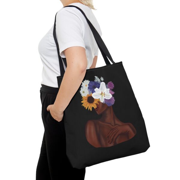 Flowers Blooming Woman Tote Bag (Black)