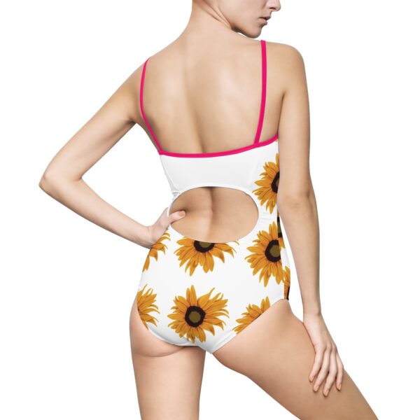 Sunflower Women's One-Piece Swimsuit, Floral Summer Swimwear, Pool Party Outfit, Beach Day Attire, Vacation Swim Suit