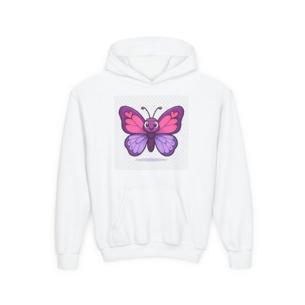 Butterfly Youth Hoodie, Cozy Sweatshirt for Kids, Spring Fashion, Animal Lover Gift, Cute Butterfly Design, Perfect for Birthdays