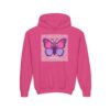 Butterfly Youth Hoodie, Cozy Sweatshirt for Kids, Spring Fashion, Animal Lover Gift, Cute Butterfly Design, Perfect for Birthdays