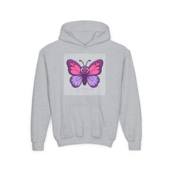 Butterfly Youth Hoodie, Cozy Sweatshirt for Kids, Spring Fashion, Animal Lover Gift, Cute Butterfly Design, Perfect for Birthdays