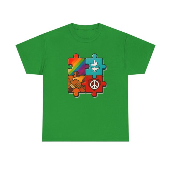 Peace and Unity Puzzle Tee, Unisex Heavy Cotton T-Shirt, Gift for Activists, Comfortable Everyday Wear, Rainbow Design, Social Justice [...]