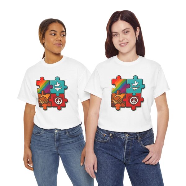 Peace and Unity Puzzle Tee, Unisex Heavy Cotton T-Shirt, Gift for Activists, Comfortable Everyday Wear, Rainbow Design, Social Justice [...]