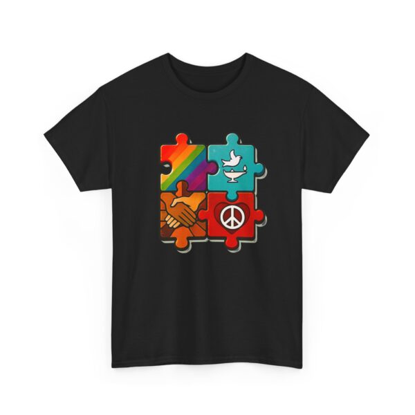 Peace and Unity Puzzle Tee, Unisex Heavy Cotton T-Shirt, Gift for Activists, Comfortable Everyday Wear, Rainbow Design, Social Justice [...]