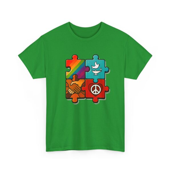 Peace and Unity Puzzle Tee, Unisex Heavy Cotton T-Shirt, Gift for Activists, Comfortable Everyday Wear, Rainbow Design, Social Justice [...]