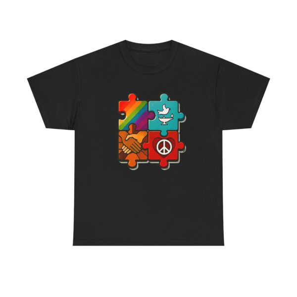 Peace and Unity Puzzle Tee, Unisex Heavy Cotton T-Shirt, Gift for Activists, Comfortable Everyday Wear, Rainbow Design, Social Justice [...]
