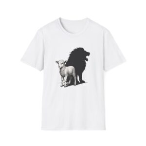 Lion and Lamb Unisex Softstyle T-Shirt, Inspirational Tee, Gift for Nature Lovers, Casual Wear, Eco-Friendly