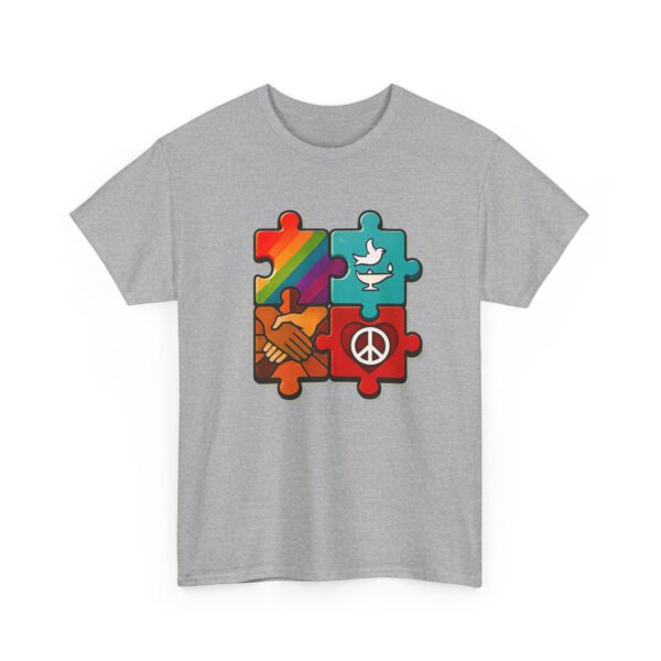 Peace and Unity Puzzle Tee, Unisex Heavy Cotton T-Shirt, Gift for Activists, Comfortable Everyday Wear, Rainbow Design, Social Justice [...]