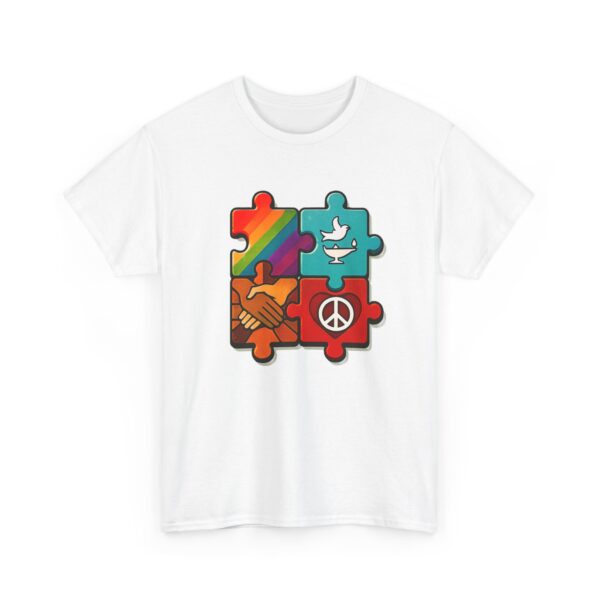 Peace and Unity Puzzle Tee, Unisex Heavy Cotton T-Shirt, Gift for Activists, Comfortable Everyday Wear, Rainbow Design, Social Justice [...]