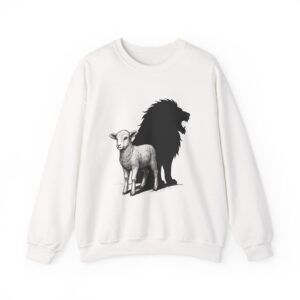 Lamb and Lion Sweatshirt, Cozy Animal Graphic Crewneck, Unisex Gift for Nature Lovers, Perfect for Chill Days or Holidays