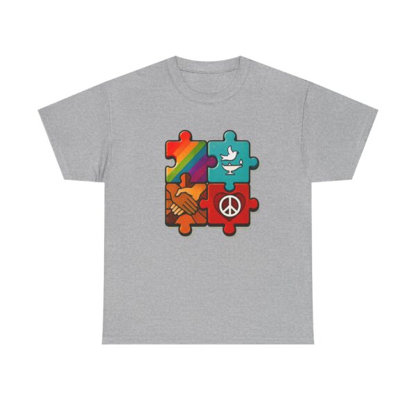 Peace and Unity Puzzle Tee, Unisex Heavy Cotton T-Shirt, Gift for Activists, Comfortable Everyday Wear, Rainbow Design, Social Justice [...]