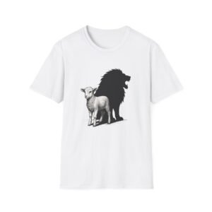 Lion and Lamb Unisex Softstyle T-Shirt, Inspirational Tee, Gift for Nature Lovers, Casual Wear, Eco-Friendly