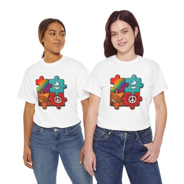 Peace and Unity Puzzle Tee, Unisex Heavy Cotton T-Shirt, Gift for Activists, Comfortable Everyday Wear, Rainbow Design, Social Justice [...]