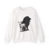 16410292092681794180_2048.jpeg Lamb and Lion Sweatshirt, Cozy Animal Graphic Crewneck, Unisex Gift for Nature Lovers, Perfect for Chill Days or Holidays