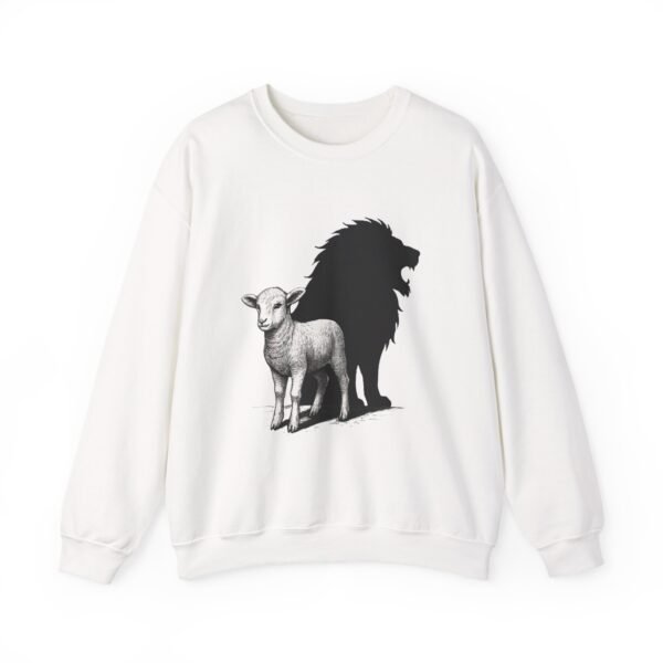 16410292092681794180_2048.jpeg Lamb and Lion Sweatshirt, Cozy Animal Graphic Crewneck, Unisex Gift for Nature Lovers, Perfect for Chill Days or Holidays