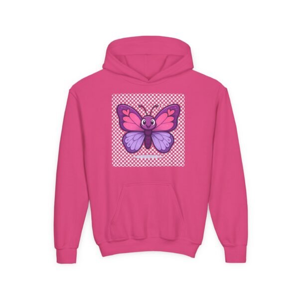 1813966499724804480_2048.jpeg Butterfly Youth Hoodie, Cozy Sweatshirt for Kids, Spring Fashion, Animal Lover Gift, Cute Butterfly Design, Perfect for Birthdays