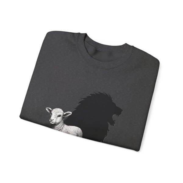 2012207117400205377_2048.jpeg Lamb and Lion Sweatshirt, Cozy Animal Graphic Crewneck, Unisex Gift for Nature Lovers, Perfect for Chill Days or Holidays