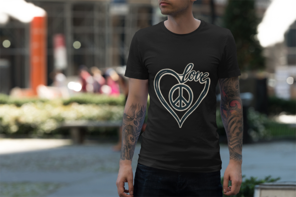 20251002191748-1f09fc47-bd94-6924-9b97-fef4a89807ec.png Love & Peace Unisex Softstyle T-Shirt, Vintage Vibe Tee, Casual Wear, Gift for Friends, Everyday Comfort, Boho T-Shirt